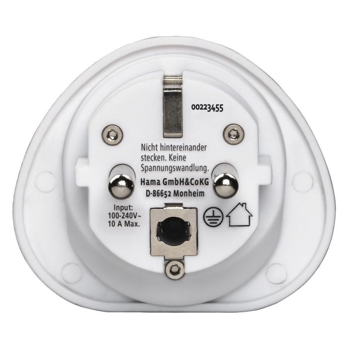 Hama Travel Adapter Type E and F, 3-Pin, Universal, World to Europe, white (223455)