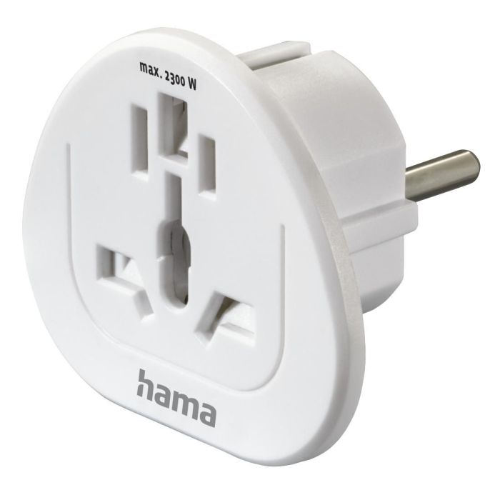 Hama Travel Adapter Type E and F, 3-Pin, Universal, World to Europe, white (223455)