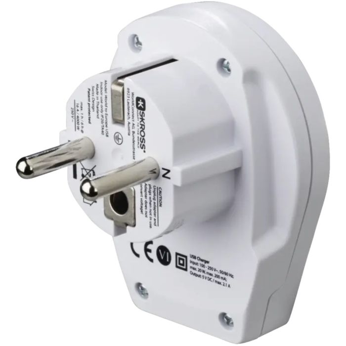 Hama "World to Europe USB" Travel Adapter, for 2- and 3-Pin Devices, 1 x USB (223475)