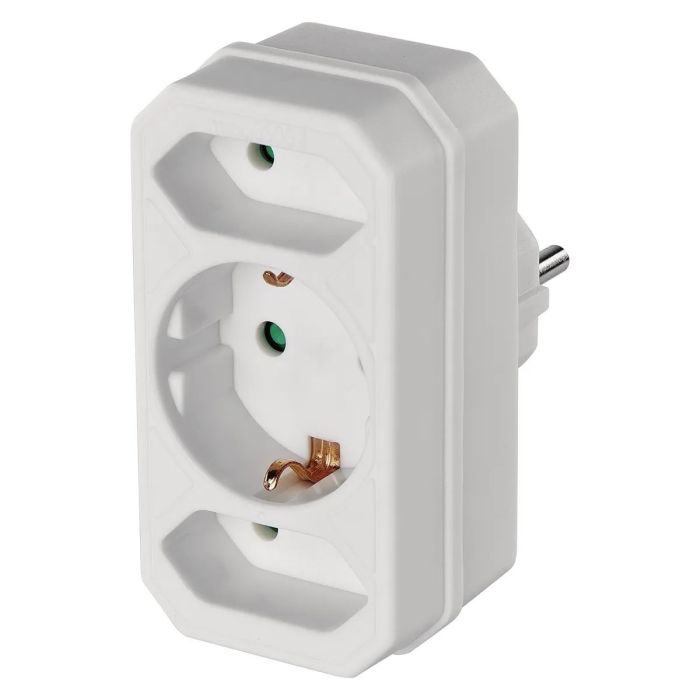 Hama 3-way Socket Adapter, 1 x Earthed Contact, 2 x Euro, white(223215)