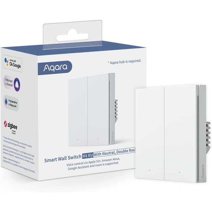 AQARA Smart wall switch H1 with neutral double rocker /WS-EUK04