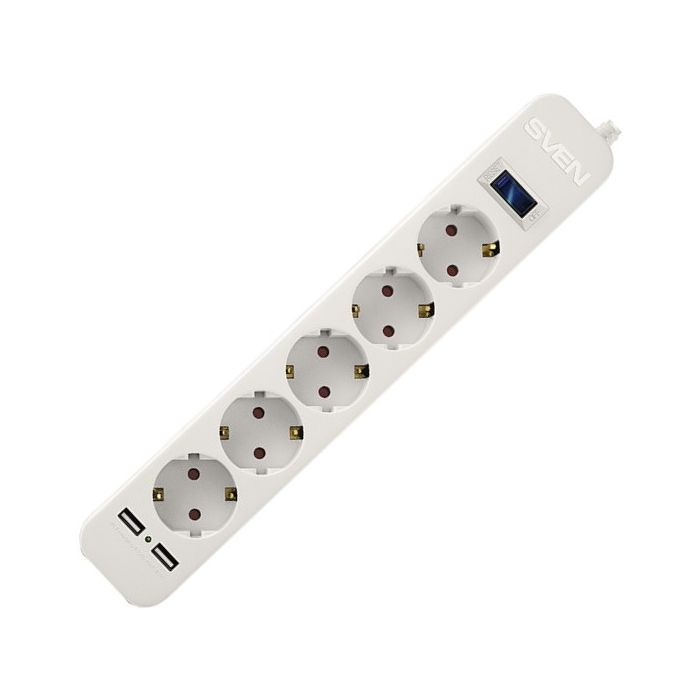 Sven SF-05LU 1,8M 5S,USB(2,4A) White (SV-017392)