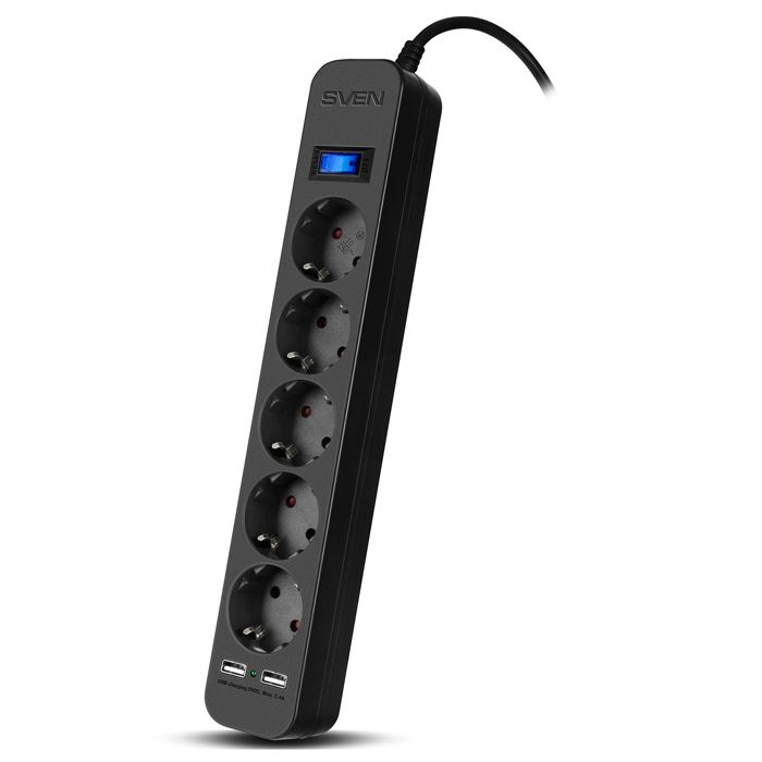 Sven SF-05LU 3.0M 5S,USB(2,4A) Black (SV-018849)