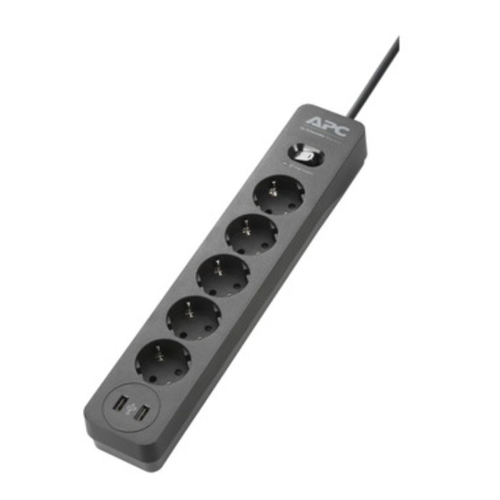 APC Essential SurgeArrest 5 Outlet 2 USB Ports Black/PME5U2B-RS