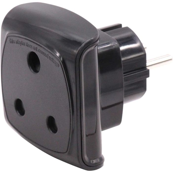 Adapter 3 pin African to EU 2 pin Black