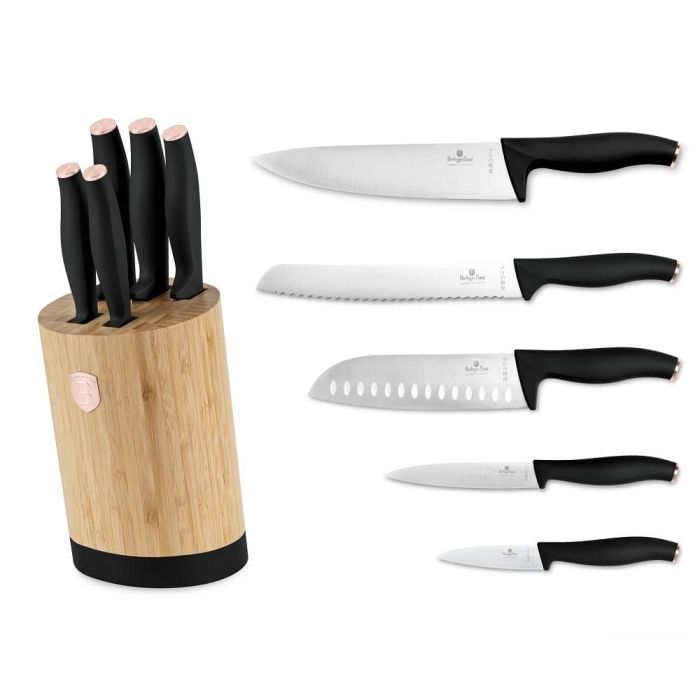 Berlinger Haus BH2752 Black Rose knife set with bamboo stand 6pcs