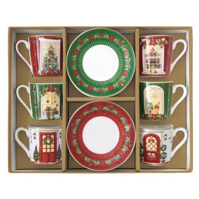 Easy life 0126/FEAV porcelain coffee cups with saucers set 6pcs