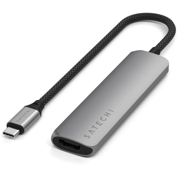 Satechi 4 in 1 USB-C Slim Multiport Adapter 4K, Space Grey /ST-P4SM