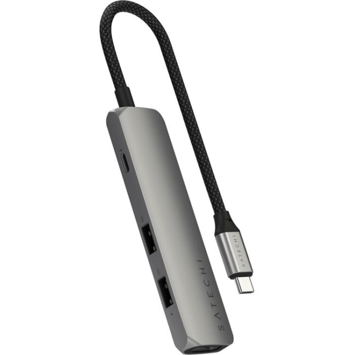 Satechi 4 in 1 USB-C Slim Multiport Adapter 4K, Space Grey /ST-P4SM