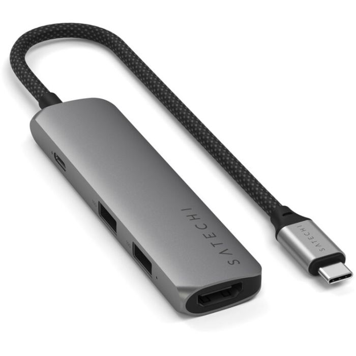 Satechi 4 in 1 USB-C Slim Multiport Adapter 4K, Space Grey /ST-P4SM