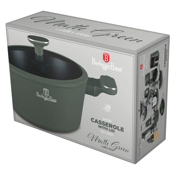 Berlinger Haus BH8201 Matte Green casserole with lid 24cm