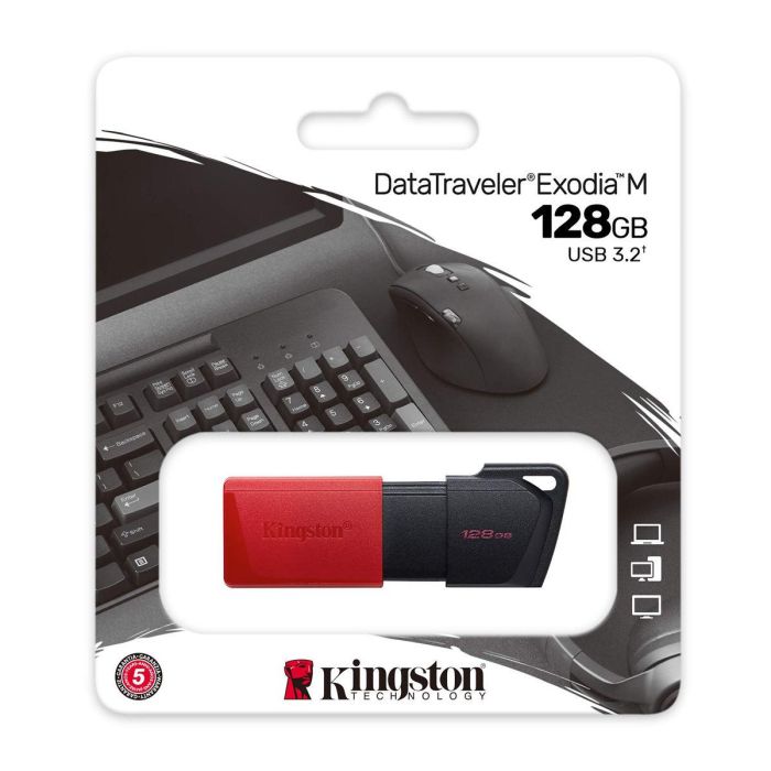 Kingston 128GB, USB 3.2 Gen 1 DataTraveler, Exodia M, Black/Red (DTXM/128GB)