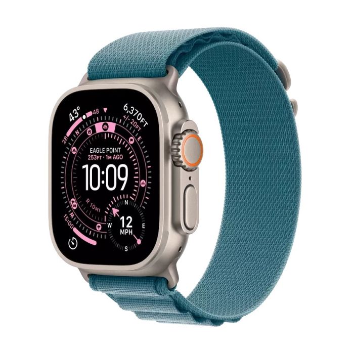 Apple Watch Ultra 3 49mm Natural Titanium, Light Blue Alpine Loop - Medium /MEWM4