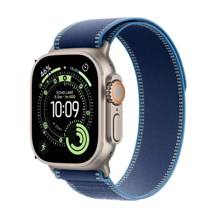 Apple Watch Ultra 3 49mm Natural Titanium, with Blue/Bright Blue Trail Loop - M/L /MEWU4QI/A