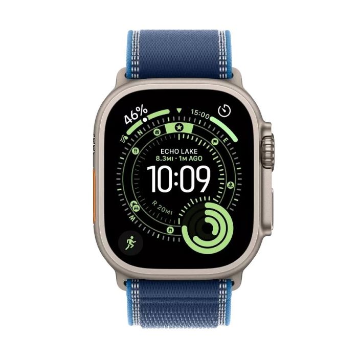 Apple Watch Ultra 3 49mm Natural Titanium, with Blue/Bright Blue Trail Loop - M/L /MEWU4QI/A