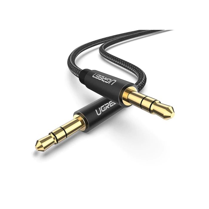 UGREEN 3.5 mm Male to 3.5mm Male Cable Gold Plated Metal Case with Braid (Black) /50361