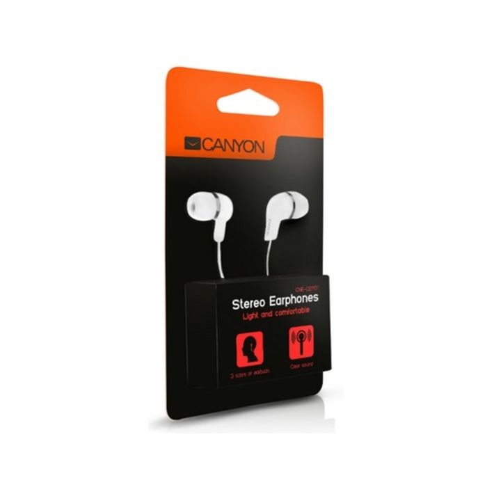 Canyon CNE-CEPM01W/White Earphones With Microphone