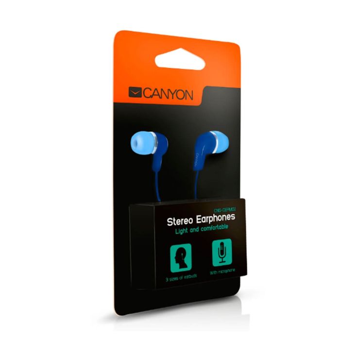 Canyon CNS-CEPM02BL/Blue Stereo Earphones With Mic