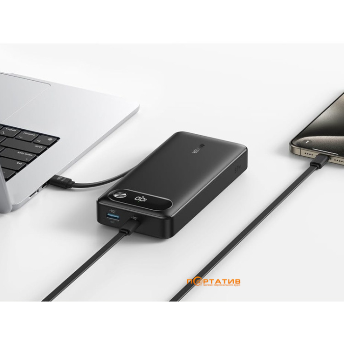 Anker Power Bank 20K, 87W, Built-In USB-C Cable, Black /A1383H11