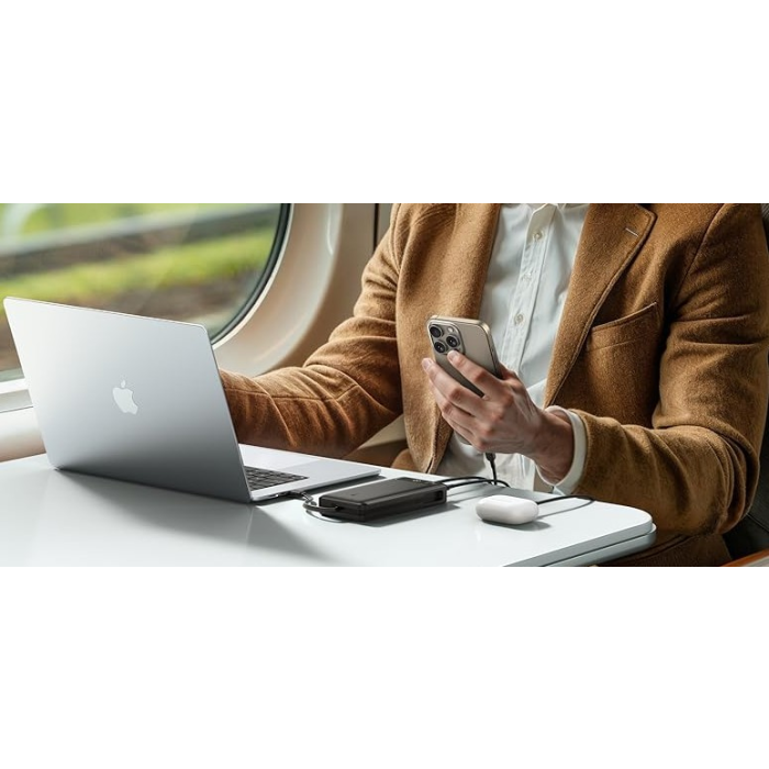 Anker Power Bank 20K, 87W, Built-In USB-C Cable, Black /A1383H11