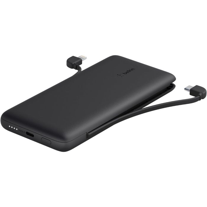Belkin 10K Power Bank USB-C 18W PD with 2 Integrated cables, Black/BPB006BTBLK