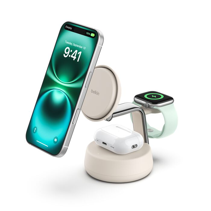 Belkin 25W Wireless Charging Stand Qi2, 3 in 1, Sand /WIZ040KQSD