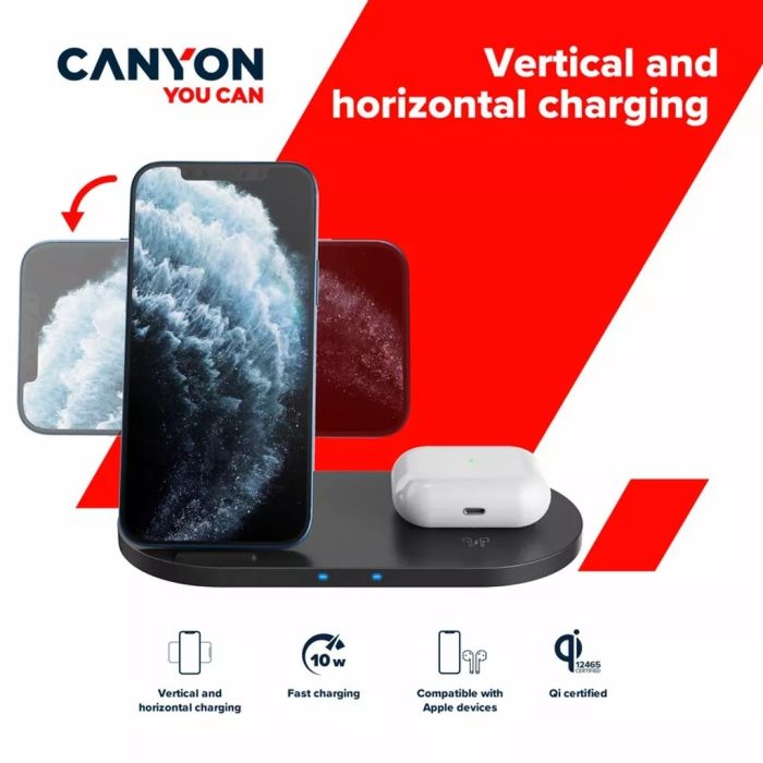 Canyon CNS-WCS202B/ 2in1 Wireless charger Black
