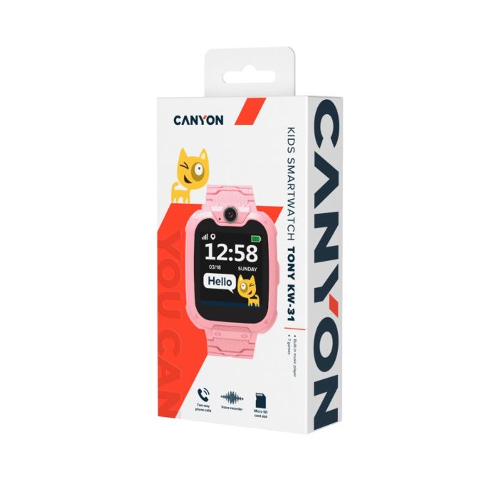 Canyon CNE-KW31RR/Tony KW-31 Smart Watch Pink