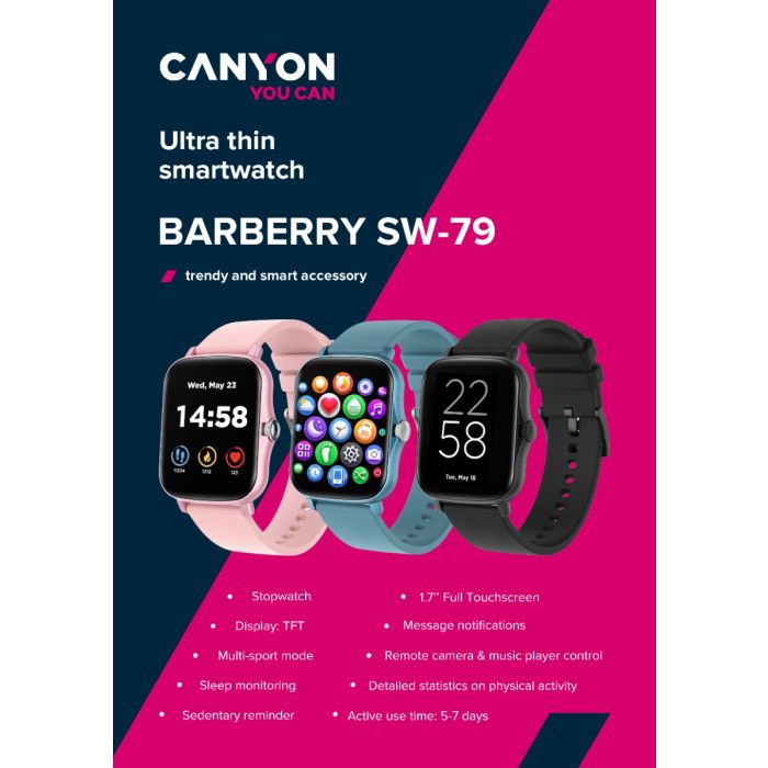 Canyon CNS-SW79BL/Barberry Smart watch Blue