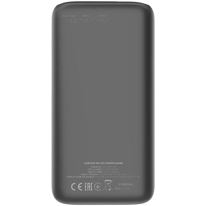 Canyon CNE-CPB301B/30000mAh Power bank Black
