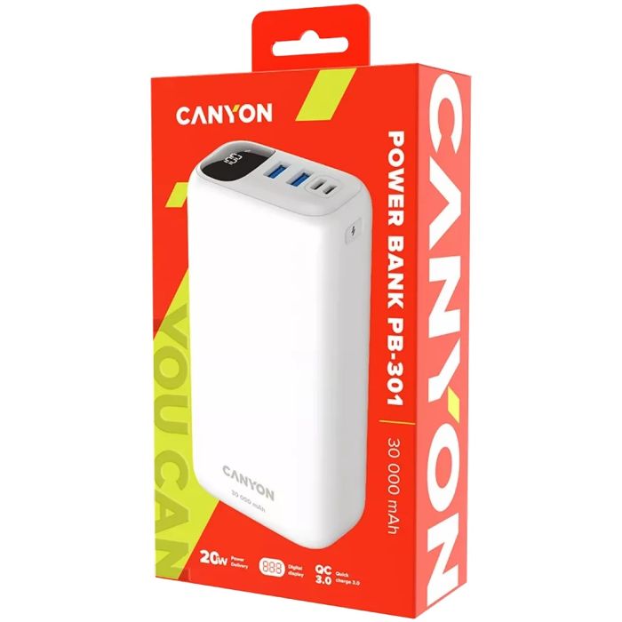 Canyon CNE-CPB301W/Power bank 30000mAh WHT
