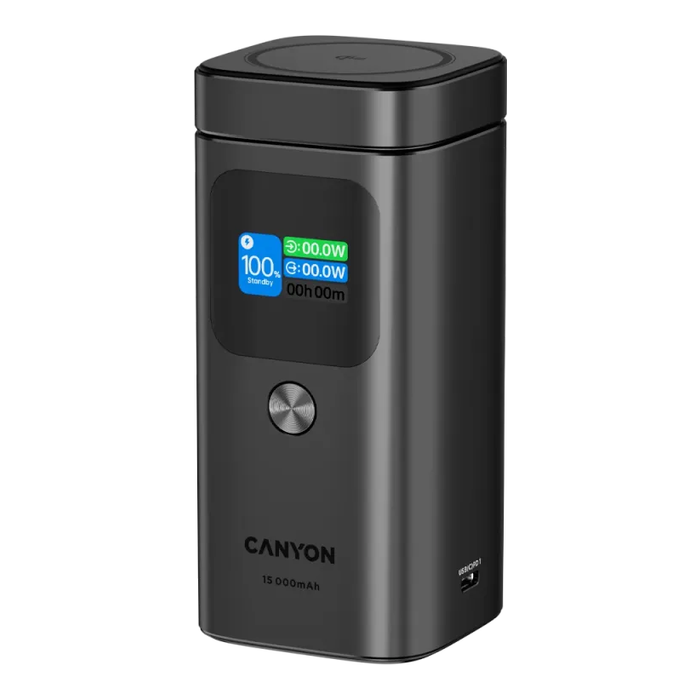 Canyon OnPower 150, 15000mAh, Qi2 Magnetic Power Bank, Dark Grey /CNS-CPB150DG