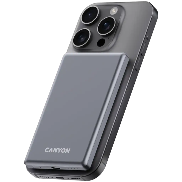 Canyon OnPower 505, 5000mAh Magnetic Slim Power Bank, Dark Grey /CNS-CPB505DG