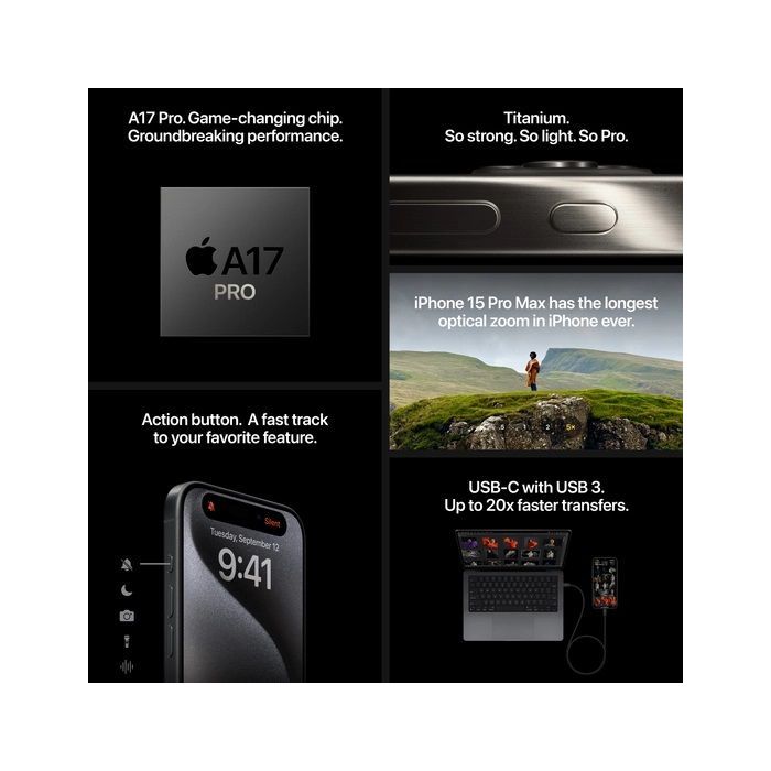 Apple iPhone 15 Pro 256GB Black Titanium /A3104
