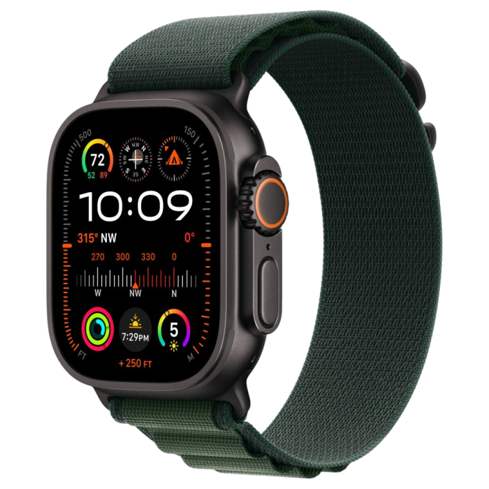 Apple Watch Ultra 2 49mm Black Titanium+Dark Green Alpine Loop L /MX4T3*