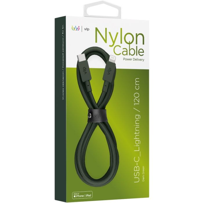 VLP Nylon Cable USB C Lightning 1.2m Green/1031010