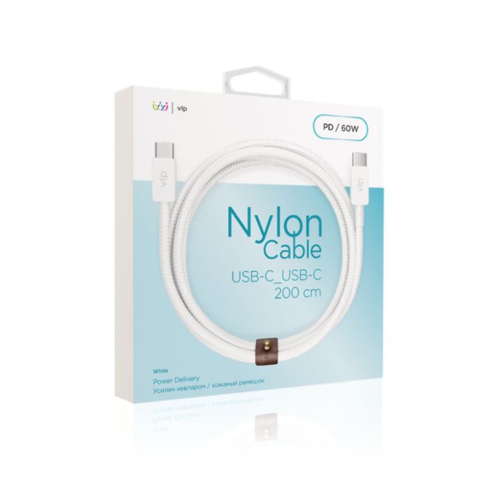 VLP Nylon Cable USB C to C 60W 2m White /1031016