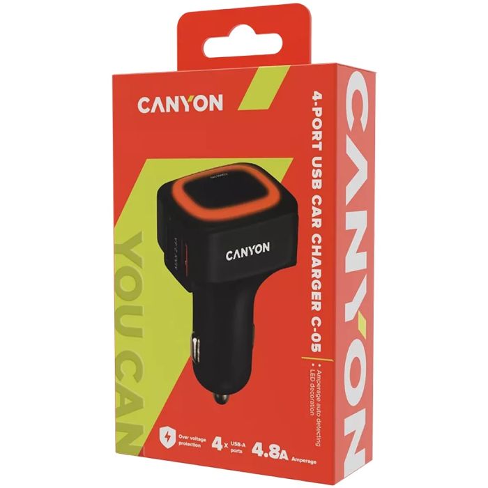 Canyon CNE-CCA05B/Dual USB Car Charger 4.8A