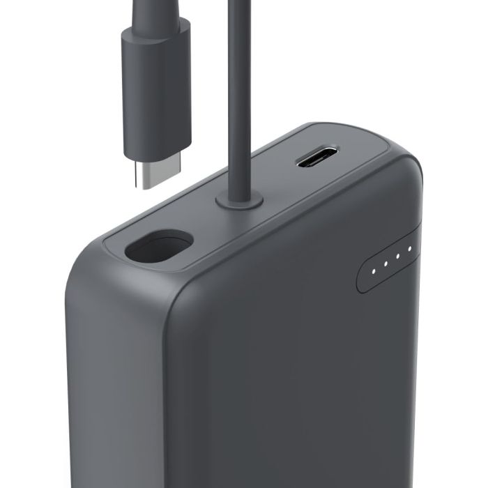 Hama “Travel” Power Pack with Cable, 10000mAh, 2 Outputs: 2x USB-C, Anthracite /201739