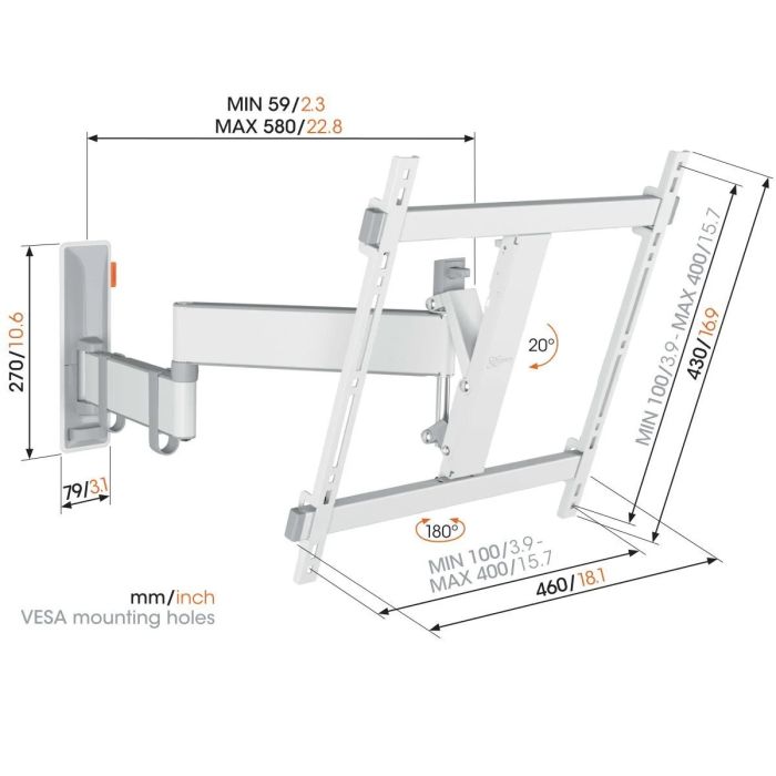 Vogel's TVM 3443 FULL MOTION+ MEDIUM WALL MOUNT WHT