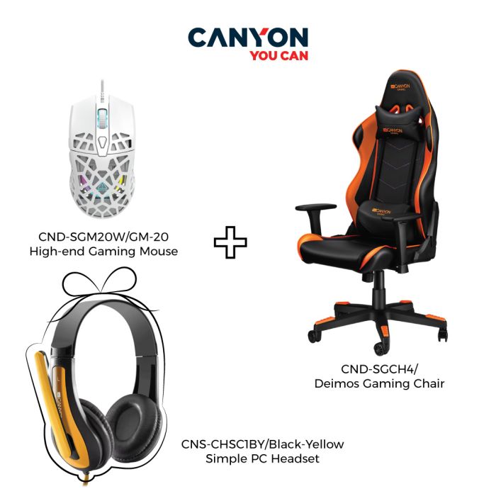 Canyon CND-SGCH4/Deimos Gaming Chair+Canyon CND-SGM20W/GM-20 High-end Gaming Mouse