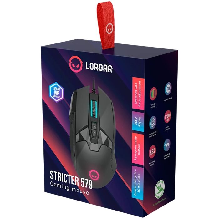 Lorgar Stricter 579 RGB 9 buttons Wired Mouse Black (LRG-GMS579)