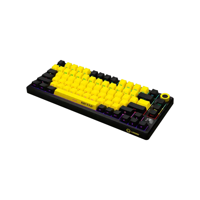 Lorgar KBP7075W Wireless Gaming Keyboard Pro, Black/Yellow /LRG-KBP7075W-YL-US