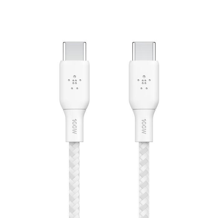 Belkin 100w USB-C to USB-C Braided Cable 2M White/CAB014BT2MWH