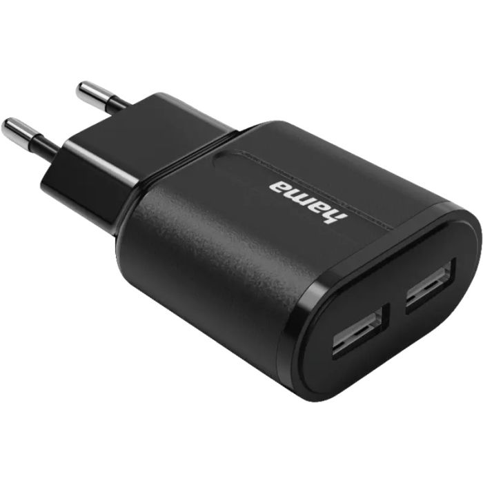 Hama Charger, 2x USB-A, 12 W, black (201971)