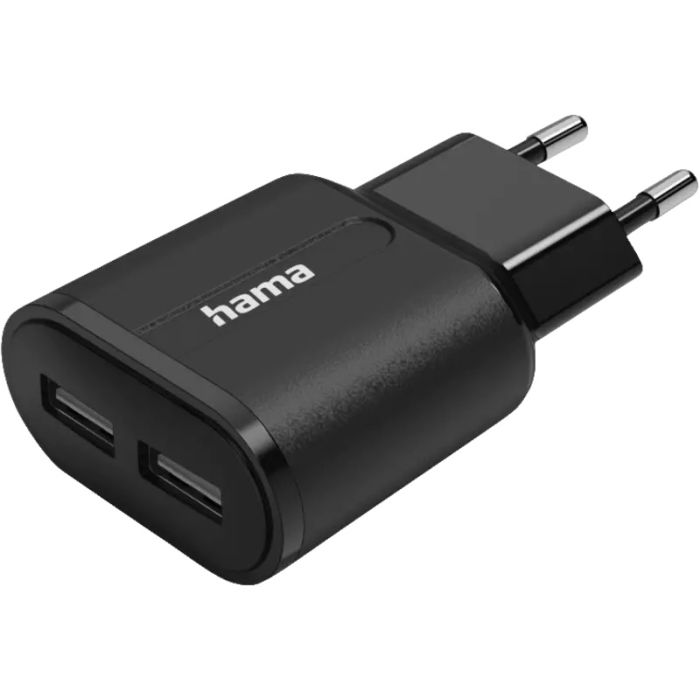 Hama Charger, 2x USB-A, 12 W, black (201971)