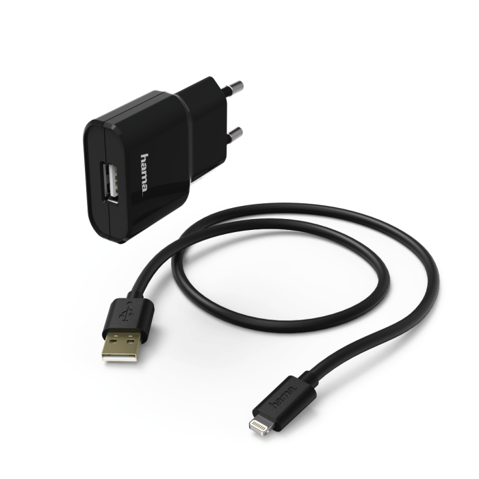 Hama Travel Charger Set Lightning2.4A Blk (119475)