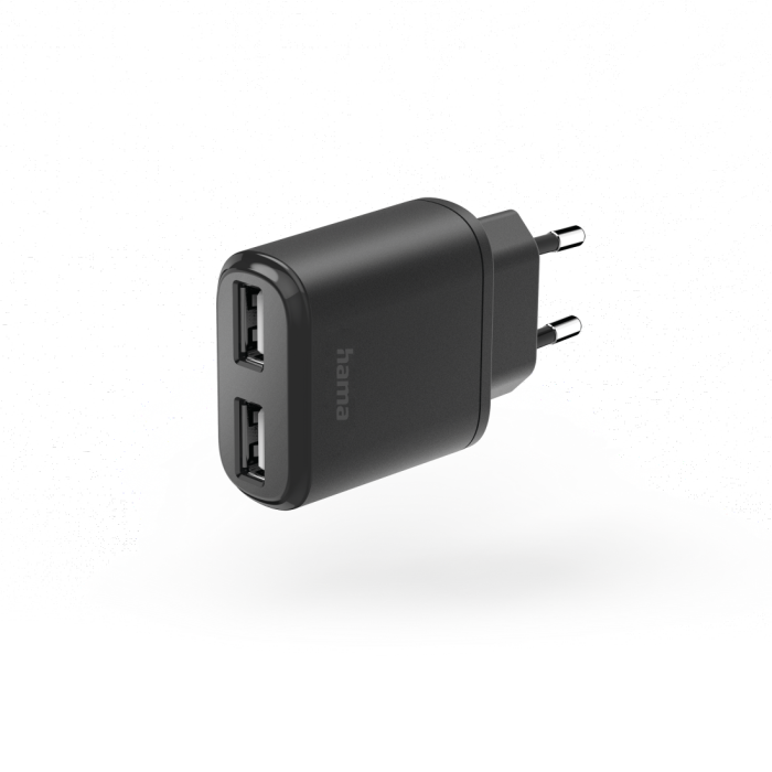 Hama Charger 2x USB-A Ports, 12 W,Black(201627)