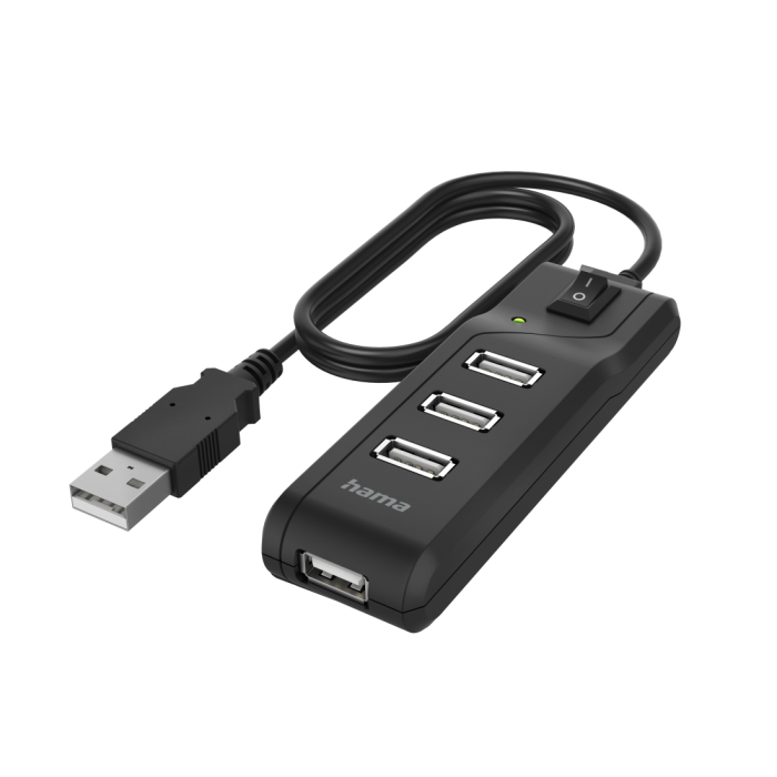 Hama USB Hub, 4 Ports,USB 2.0,480 Mbit/s (200118)