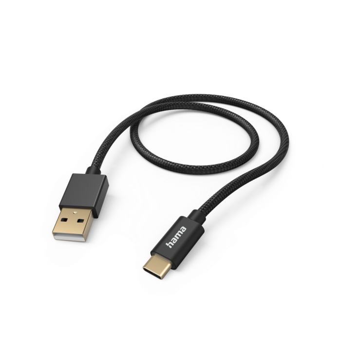 Hama "Fabric" Charging Cable, USB-A - USB-C, 1.5 m, Nylon, black (201545)